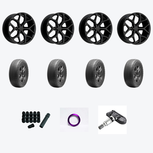 REPLICA 348 6X139.7 22x9.5 +30 FULL BLACK + Falken FAL Wildpeak H/T02 275/50R22 — 2021 GMC Yukon Denali Wheel & Tire Package