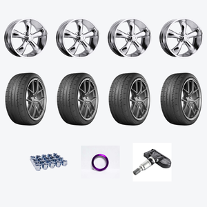 Vision American-Muscle 142 Legend 5x115 18x8.5+20 Chrome + Yokohama YOK Advan Apex 245/40R18/4 — 2021 Dodge Charger SXT Wheel & Tire Package