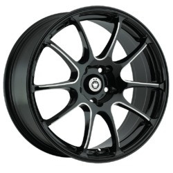 Konig 24B Illusion 4x100 17x7 +40 Gloss Black With Ball Cut Machined Spoke Accents