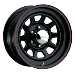 Pacer 342B Black Daytona 5x139.7 17x8 +6 Black W/red & Blue Pin Stripes