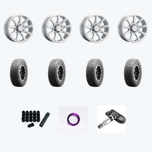 Vision Off-Road 353 Turbine 6x139.7 17x8.5+18 Winter Paint-Silver( Salt Resistant) + Falken FAL Rubitrek A/T 265/70R17 115T — 2021 Ford Ranger XL Wheel & Tire Package