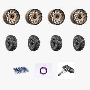 KMC KM545 TREK 5X127 17X9 +0 MATTE BRONZE WITH BLACK LIP + Nexen NEX Roadian MTX 315/70R17 — 2021 Jeep Wrangler Sport Wheel & Tire Package