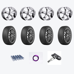 Vision American-Muscle 142 Legend 5x115 20x8.5+20 Chrome + Yokohama YOK Advan Sport A/S+ 255/35R20/4 — 2021 Dodge Charger SXT Wheel & Tire Package