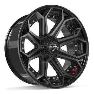 4PLAY 4P80R 6x135/6x139.7 22x10-18 Gloss Black Brushed w/ Tinted Clear