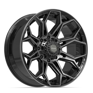 4PLAY 4P83 8x180 22x10-18 Gloss Black Brushed w/ Tinted Clear
