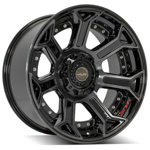 4PLAY 4P70 5x127/5x139.7 22x10-24 Gloss Black Brushed w/ Tinted Clear