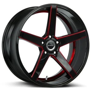 Strada PERFETTO 5x114.3 / n/a 22x8.5 30MM Gloss Black Candy Red Milled Ss Lip