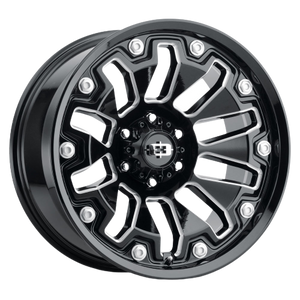Vision Off-Road 362 Armor 8x165.1 20x10-25 Gloss Black Milled Spoke with Black Bolt Inserts