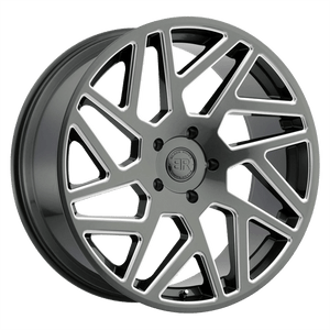 Black Rhino CYCLONE 5X150 24X10 +30 GLOSS TITANIUM W/ MILLED SPOKES