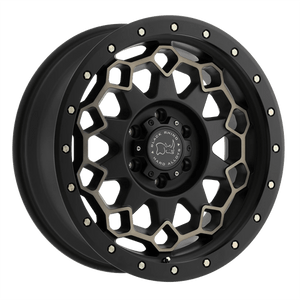 Black Rhino DIAMANTE 8X170 17X9 +12 MATTE BLACK W/ MACHINED FACE & DARK MATTE TINT