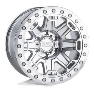 Black Rhino RIFT BEADLOCK 6X139.7 17X8.5 0 SILVER W/ MIRROR FACE & MACHINED RING