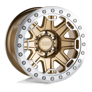 Black Rhino RIFT BEADLOCK 6X139.7 17X8.5 -30 MATTE GOLD W/ MACHINED RING