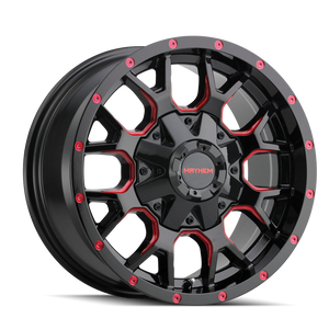 Mayhem Warrior 8015 8x180 18x9+18 Black W/Prism Red