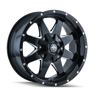 Mayhem Tank 8040 8x180 17x9+25 Black/Milled Spokes