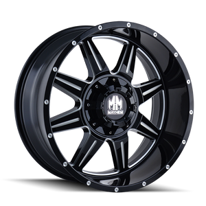 Mayhem Monstir 8100 6x135/6x139.7 17x9+18 Gloss Black/Milled Spokes