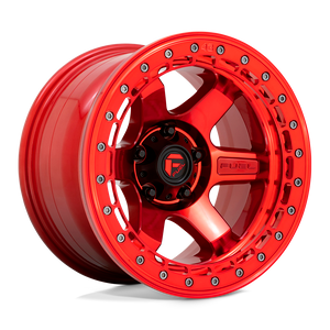 Fuel 1PC D123 BLOCK BEADLOCK 5X127 17X9 -15 CANDY RED WITH CANDY RED RING