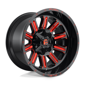 Fuel 1PC D621 HARDLINE 8X170 20X10 -18 GLOSS BLACK RED TINTED CLEAR