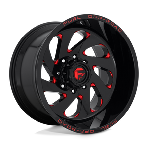 Fuel 1PC D638 VORTEX 8X170 20X12 -44 GLOSS BLACK RED TINTED CLEAR