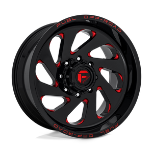 Fuel 1PC D638 VORTEX 8X180 22X12 -44 GLOSS BLACK RED TINTED CLEAR