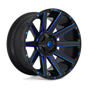 Fuel 1PC D644 CONTRA 8X180 20X9 +1 GLOSS BLACK BLUE TINTED CLEAR