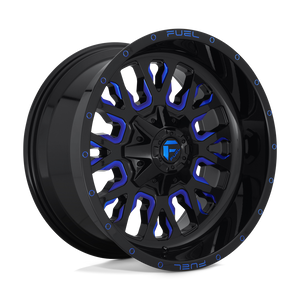 Fuel 1PC D645 STROKE 8X165.1 18X9 +1 GLOSS BLACK BLUE TINTED CLEAR