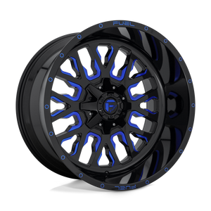 Fuel 1PC D645 STROKE 8X165.1 22X12 -44 GLOSS BLACK BLUE TINTED CLEAR
