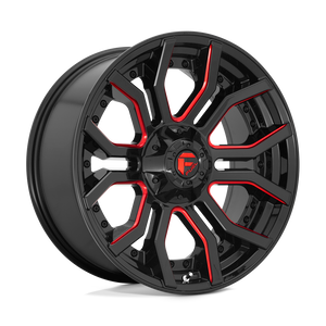 Fuel 1PC D712 RAGE 6X135/6X139.7 22X10 -18 GLOSS BLACK RED TINTED CLEAR