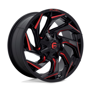 Fuel 1PC D755 REACTION 8X180 20X9 +20 GLOSS BLACK MILLED WITH RED TINT