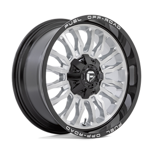 Fuel 1PC D798 ARC 8X170 20X10 -18 SILVER BRUSHED FACE WITH MILLED BLACK LIP