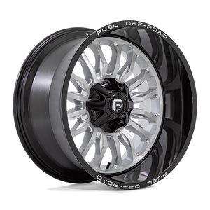 Fuel 1PC D798 ARC 8X165.1 22X12 -44 SILVER BRUSHED FACE WITH MILLED BLACK LIP