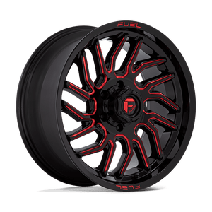 Fuel 1PC D808 HURRICANE 6X135 20X9 +20 GLOSS BLACK MILLED RED TINT
