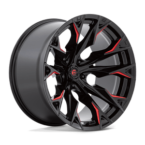 Fuel 1PC D823 FLAME 5X127 22X12 -44 GLOSS BLACK MILLED WITH CANDY RED