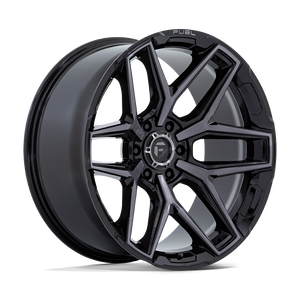 Fuel 1PC FLUX 6X135 22X10 -18 GLOSS BLACK BRUSHED FACE WITH GRAY TINT