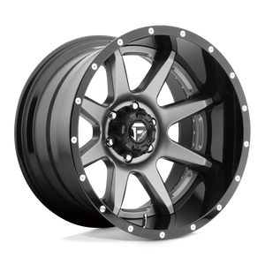 Fuel 2PC D238 RAMPAGE 8X165.1 22X12 -44 MATTE GUN METAL BLACK LIP