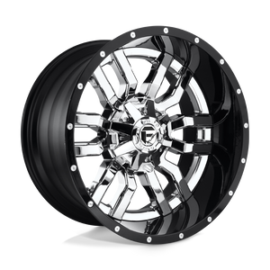 Fuel 2PC D270 SLEDGE 8X180 20X12 -43 CHROME PLATED GLOSS BLACK LIP