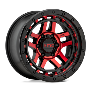 KMC KM540 RECON 6X139.7 17X8.5 +18 GLOSS BLACK MACHINED WITH RED TINT