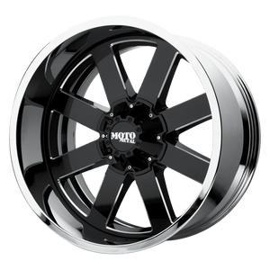 Moto Metal MO200 6X139.7 20X12 -44 GLOSS BLACK MILLED CENTER CHROME LIP