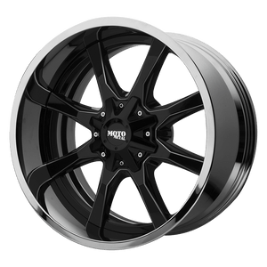 Moto Metal MO201 6X135/6X139.7 22X10 -18 GLOSS BLACK MILLED CENTER CHROME LIP