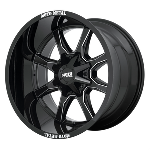 Moto Metal MO970 5X127/5X139.7 20X9 +0 GLOSS BLACK WITH MILLED SPOKE & MOTO METAL ON LIP
