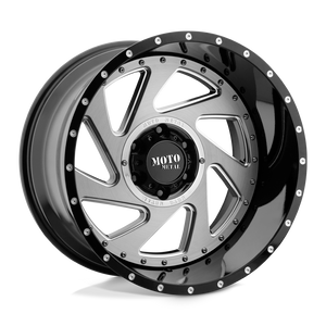 Moto Metal MO989 CHANGE UP 5X127 20X12 -44 GLOSS BLACK MILLED BRUSHED INSERTS