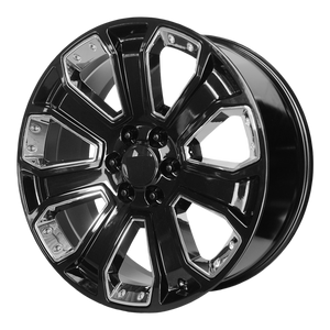 Performance Replicas PR162 6X139.7 22X9 +24 GLOSS BLACK WITH CHROME ACCENTS