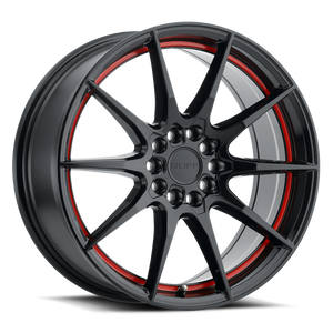 Ruff SPEEDSTER 5X100/5X114.3 17X7.5 +38 GLOSS BLACK W/ RED STRIPE