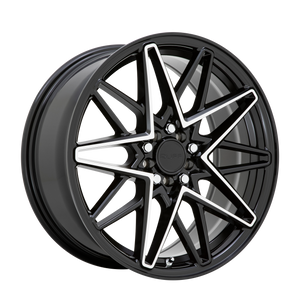 Ruff CLUTCH 5X100/5X114.3 18X8 +38 GLOSS BLACK W/ MACHINED FACE