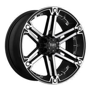 Tuff T01 6X139.7 16X8 +20 FLAT BLACK W/ MACHINED FACE