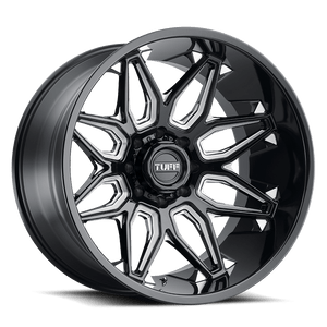 Tuff T3B 5X127 20X12 -45 GLOSS BLACK W/ MILLED SPOKES