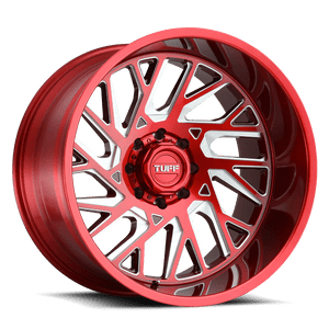Tuff T4B 5X127 20X12 -45 CANDY RED W/ MILLED SPOKE
