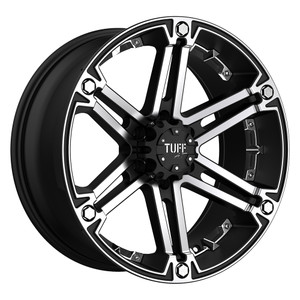 Tuff T01 6X139.7 20X9 -13 FLAT BLACK W/ MACHINED FACE AND CHROME INSERTS
