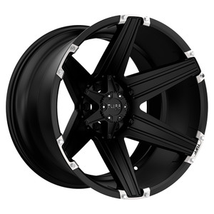 Tuff T12 5X114.3/5X127 22X12 -45 SATIN BLACK W/ BRUSHED INSERTS