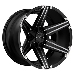 Tuff T12 6X135 22X12 -45 SATIN BLACK W/ MILLED SPOKES