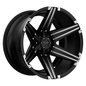 Tuff T12 8X170 26X12 -45 SATIN BLACK W/ MILLED SPOKES AND BRUSHED INSERTS